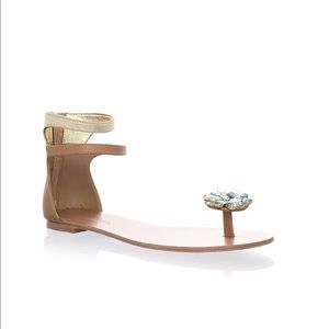 👡 Adrienne Maloof Charles Jourdan Rhinestone Wedding Embellished Flat Sandals